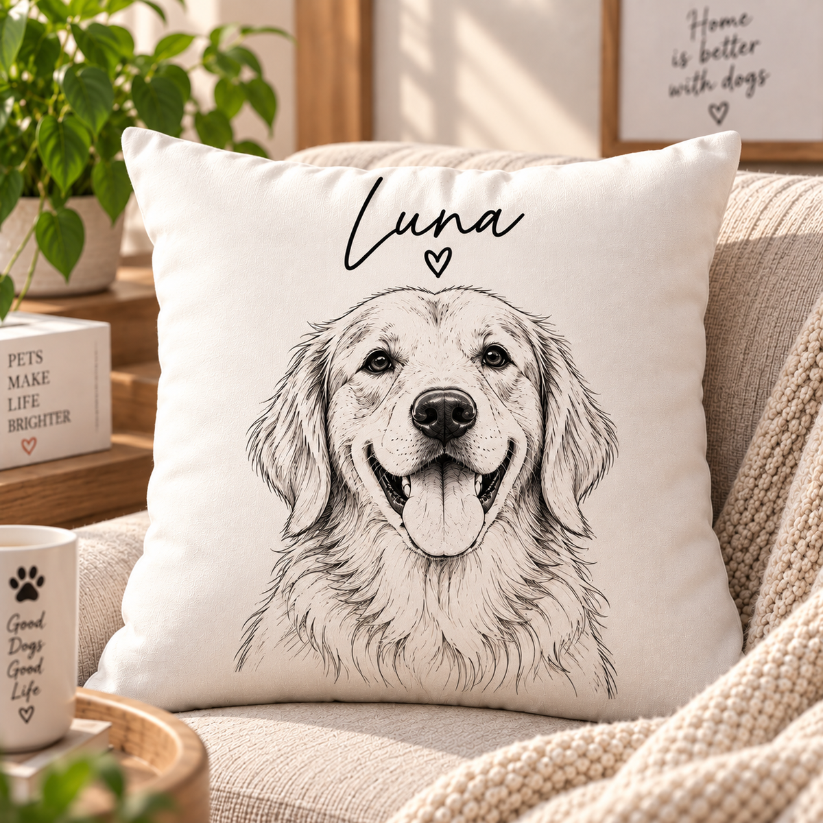 Line Art Çizim Yastık