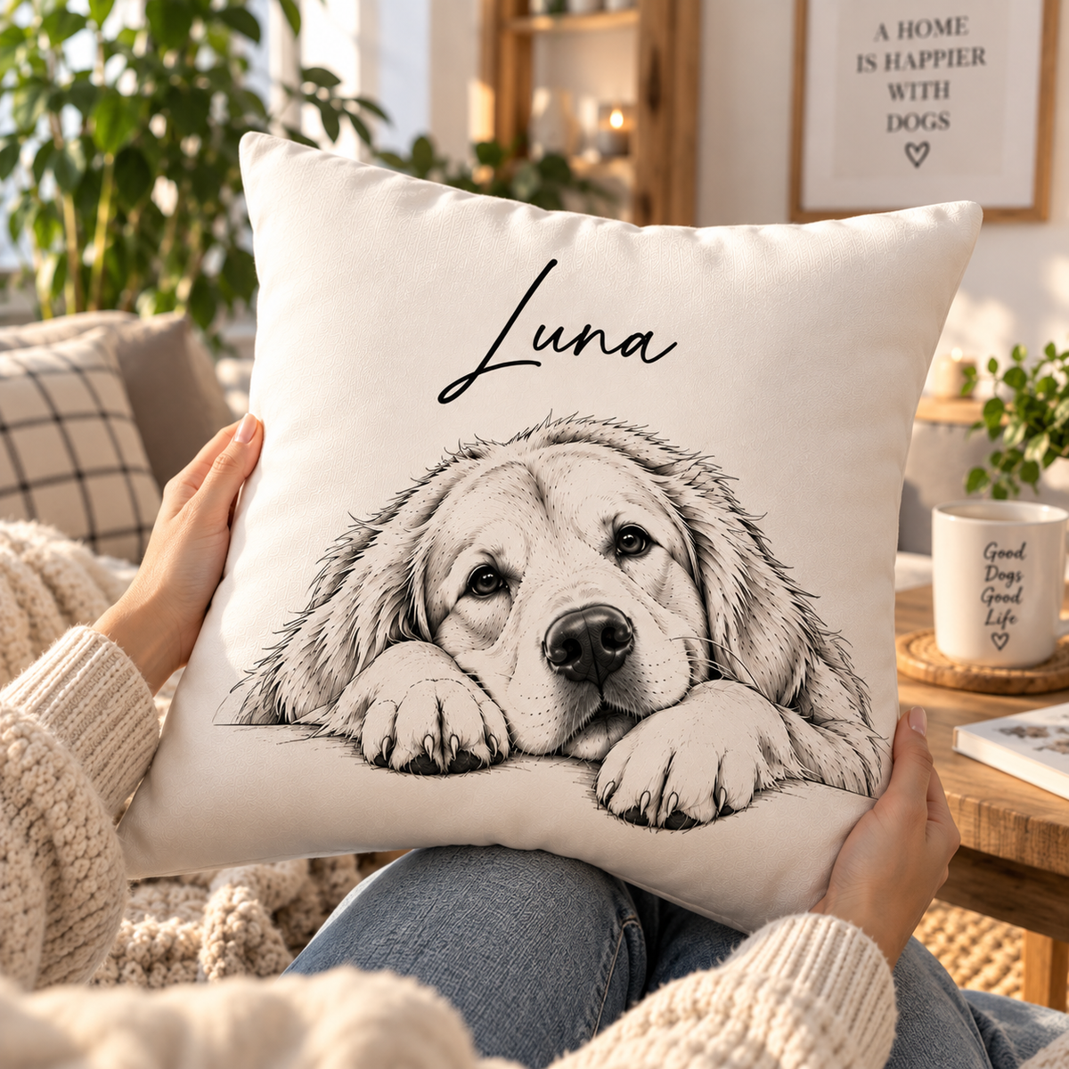 Line Art Çizim Yastık